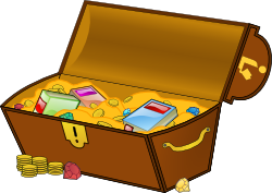 [treasure chest with books]